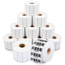 Aegis Adhesives - 2 ¼” X ¾” Direct Thermal Labels for Barcodes, Address, Perforated & Compatible with Rollo, Zebra, & Other Desktop Label Printers (12 Rolls, 1700/Roll)