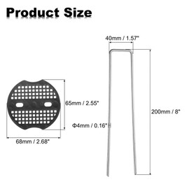 HARFINGTON Garden Ground Stakes Set 8" U Pegs Galvanized Iron Landscape Staples Pointed Tip Loop Stake with Spacer for Anchoring Lawn Ground Plant Tubing Drip Irrigation Hose