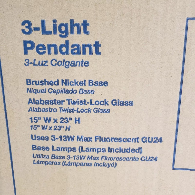 Monument 3-Light Pendant Brushed Nickel Finish #103085