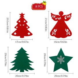 8 Pcs Christmas Silverware Holders Set Xmas Table Decorations Christmas Tree Star Angel Cutlery Holders Pockets Knifes Forks Tableware Bags Dinnerware for Party Home Restaurant Dinner Kitchen Decor