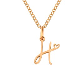 Yimofy Initial Necklace for Women Rose Gold Plated Stainless Steel Women's Dainty Letter Necklace Tiny A-Z Initial Pendant Choker Necklace H