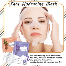 20PCS Plant Fruit Sheet Face Masks Set,Moisturizing Facial Sheet Masks,Hydrating Face Masks Sheet Masks Set,Non-greasy Overnight Facemasks for Women and Men N