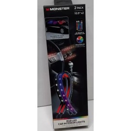 Monster 2 Pack RGB LED Car Interior Lights 10.5" w- Remote Automobile Accessory Monster