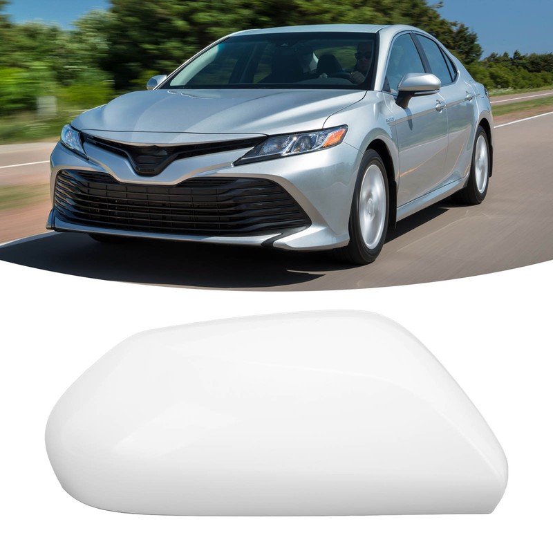 White Side Mirror Cover Unpainted Rearview Outer Door Wing Mirror