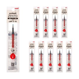 uniball ZENTO Water-Based Ink Refill UBR-Z-38, 0.38mm Extra Fine Point, Red, Compatible with uniball ZENTO Pens, UBRZ38.15, Pack of 10