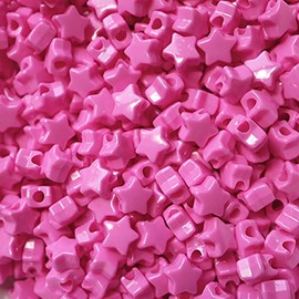BeadExplosion Star Beads Hot Pink Opaque 13mm Pony Beads Large Hole Made in USA(B07873)