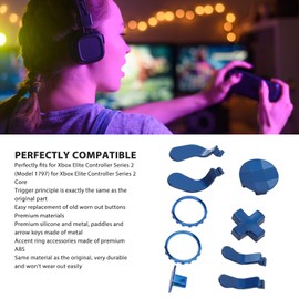 15 in 1 Metal Thumbsticks for One Elite Series 2, Elite Series 2 Core Controller Gaming Accessories Replacement Parts, Metal Mod 6 Swap Joysticks, Paddles, D Pads, Tool (Blue)