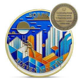 Original Eleven Month Sobriety Coin - Geometric Thinking 11 Month AA Coins - Recovery Addiction NA AA Chips and Medallions - Celebrate 1-12 Months Narcotics Alcoholics Anonymous Gifts for Men Women