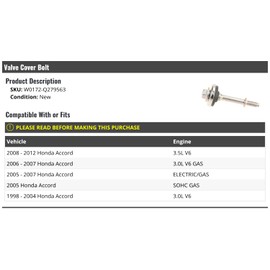 Valve Cover Bolt - Compatible with 1998-2012 Honda Accord