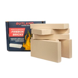 Rutland Fire Bricks, Firebricks for Wood-Burning Fireplaces & Woodstoves, Heat Rated for Residential Use, Ivory, Case of 6