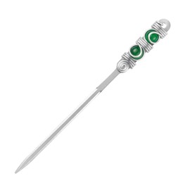 Beaded Letter Opener Envelope Letter Openers with Wire Wrapped 2 Semicircle Marble Stainless Steel Envelope Opener Slitter for DIY Gift Office Home Supplies (Green Marble)