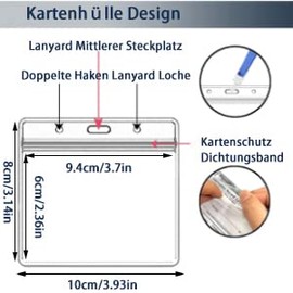Yoosso 10 Stück Kartenhüllen, Transparente Wasserdicht Ausweiskarte Schutzhülle Namenschilder Kartenhalter mit Lanyards verwendet werden für Ausweise Karten Schule