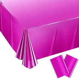 HimBen 2 Pack Rose Red Plastic Tablecloth Disposable, Metallic Foil Table Cloth Rectangle 54 x 108 Inch, Shiny Table Cover for Party Birthday Wedding Table Decoration, Waterproof