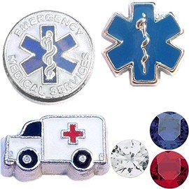 Emergency Medical Services EMS Charm Set for Floating Lockets