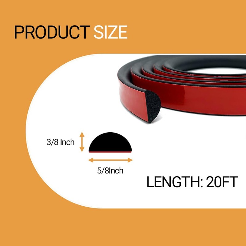 PACIXU Solid Rubber Weather Stripping, Self-Adhesive EPDM Rubber Seal Strip