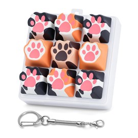 Dalycro Cat Paw Keyboard Fidget, 9-in-1 Clicker Keychain with Clicky Sound