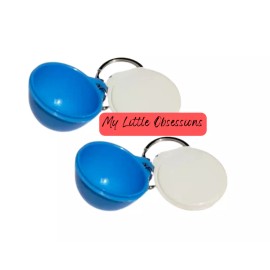 Tupperware Set of 2 Keychains Thatsa Bowl Blue & White  NEW