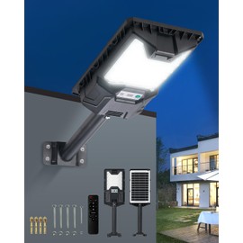 QMXINEYU Solar Street Light Outdoor, 20000LM 6500K Waterproof Motion Sensor LED Solar Powered Flood Light with Remote Control,Dusk to Dawn Commercial Area Lighting for Outside Parking Lot, 2-Pack