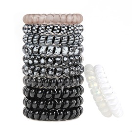 Lazos en espiral para el cabello sin arrugas, coloridos lazos para el cabello sin rastro, lazos elásticos para el cabello, cordones para el teléfono, bobinas impermeables para mujeres y niñas, bobinas de pelo sin arrugas, multicolor, 12 unidades (color G