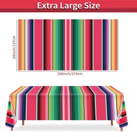 Paquete de 3 manteles de serape mexicano de 54 x 84 pulgadas, mantel de plástico desechable para fiestas mexicanas, decoraciones de boda, picnic al aire última intervensión, mesa de comedor
