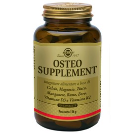 Solgar OSTEO SUPPLEMENT – Complesso per ossa e denti con Ca, Mg, D3, K2, Zn, Mn, Cu, Boro – 120 tavolette