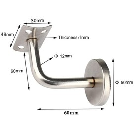 Pack of 4 Handrail Brackets, Stainless Steel Railing Rail Brackets, Support for Railing Handrail, Wall Mounted Handrail Holder for Stair Railing Handrail