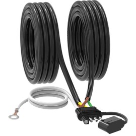 4 Pin 5 Wire Trailer Wiring Harness Kit, Malictele 50FT 16AWG Core with Jacketed Cable Trailer Light Kit 4 Way Flat 5 Wire Trailer Plug for Rewiring Both-Side Taillights on Trailers RVs and Boats