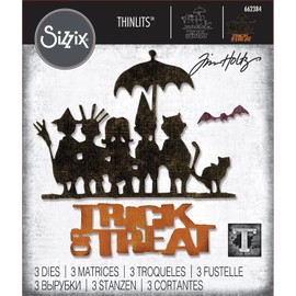 Tim Holtz Sizzix Thinlits Trick-or-Treat Die Set, 662384, 3 Pieces with Carnora Storage Pocket