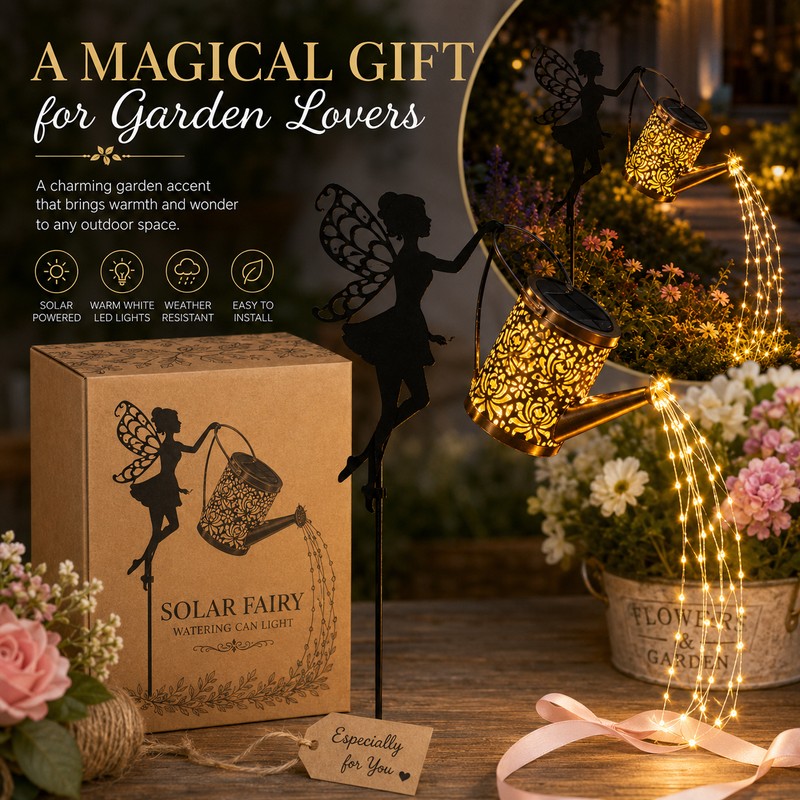 Solar Watering Can Light for Garden Decor – Outdoor Fairy