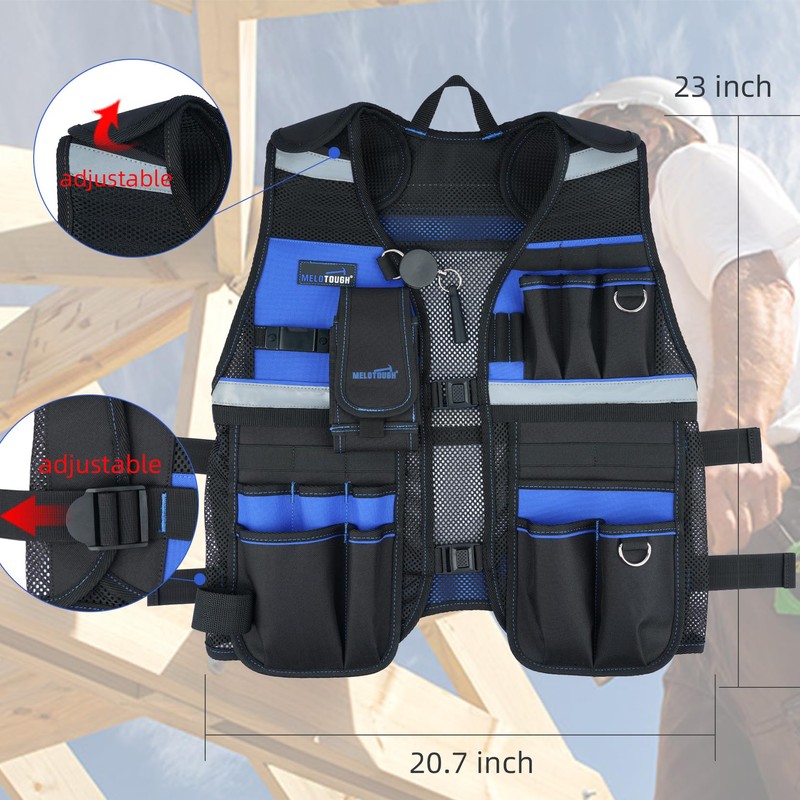 MELOTOUGH Tool Vest for Men Reflective Safety Tool Vest with