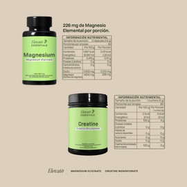 Elevaté | Creatina Monohidratada 300 g + Glicinato de Magnesio 90 Cápsulas | Dúo Perfecto Día y Noche | Mejora Integral del Desempeño Físico y Descanso Nocturno.