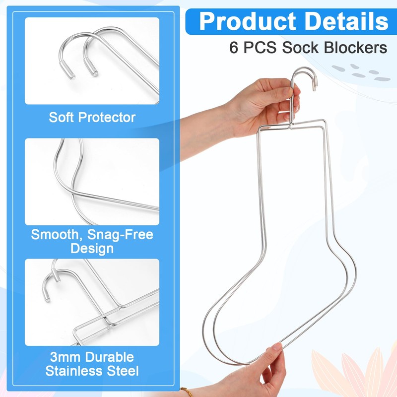6 Pcs (3 Pairs) Stainless Steel Sock Blockers - Small,