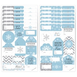 Big Dot of Happiness Winter Wonderland - Assorted Snowflake Holiday Party and Winter Wedding Gift Tag Labels - to and from Stickers - 12 Sheets - 120 Stickers