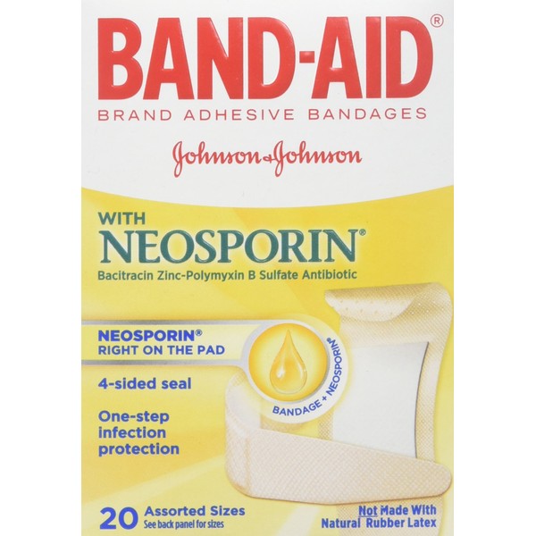 BAND-AID with Neosporin Bandages Assorted Sizes 20 Each (Pack of 2)