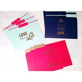 Roobee File Folders, Love Your Life, Do What You Love, Life Is Better When You Dance, 9 ct (3 ea design)