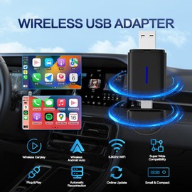 Wireless CarPlay Adapter USB & USB-C – Compatible with Apple CarPlay & Android Auto – 5G Wi-Fi Fast 3s Auto Connection – Works with 99% Cars – Compact & Elegant – Easy Installation Plug & Play