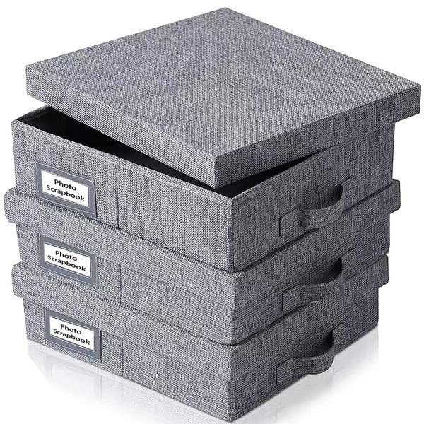 Hercugifts Linen Scrapbook Storage Box Photo Storage Boxes,15 '' x