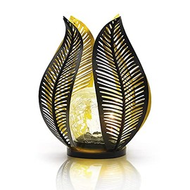 QZGE Solar Lights Outdoor Decorative Garden Decor,Cracked Globe Glass,Waterproof Metal Palm Leaf Solar Lights for Outdoor Decor Patio,Lawn,Yard,Tabletop.Outdoor Table Lamp