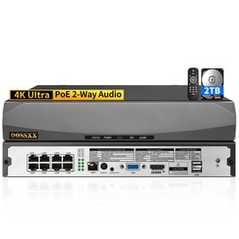 OOSSXX POE NVR Network Recorder Video 4K / 8.0 Megapixel 8-Channel, Supports up to 8 x 8MP/4K IP Cameras