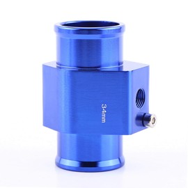 Yctze Universal Car Hose Adapter, Aluminium Alloy Water Temperature Connection Pipe, Hose Temperature Sensor Adapter, Blue (34 mm)