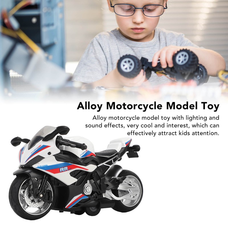 Kids Pull Back Motorcycle Toy Sound Light Effects High Simulation