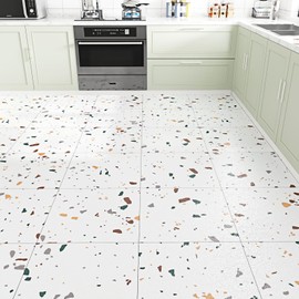WESTICK Terrazzo Peel and Stick Floor Tile Bathroom Floor Tiles Peel and Stick Waterproof 12x12 in Self Adhesive Marble Vinyl Flooring Durable Removable Vinyl Floor Tiles for Kitchen Bedroom 5 PCS