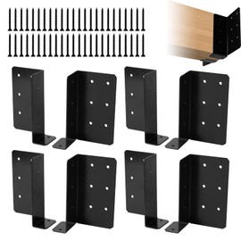 Rasugarlary Split Joist Hanger, Wall Mount Joist Bracket with Screws for Wood 14 Gauge Carbon Steel Hurricane Ties for 4"x6",6"x6" Beam 4 Pairs