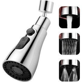 Extensor De Grifo, 360° Giratorio Grifo Extensor 3 Modos, Alta Presión de Agua Grifo Aireador Accesorio, FM22 FM24 G1/2 Cabezal de Repuesto con Adaptadores