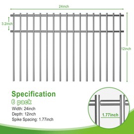 PexFix 6 Pack Animal Barrier Fence 25x14-inch Underground Decorative Garden Fence, Rustproof No-Dig Fence Metal Dog Fence Ground Fence Stakes for Outdoor Garden Yard Patio, Silver (A-GE06013)