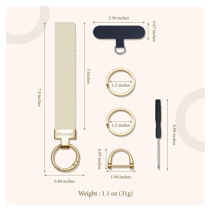 Maidsail Green Stretchy Wristlet Keychain – Cute for Women, woven