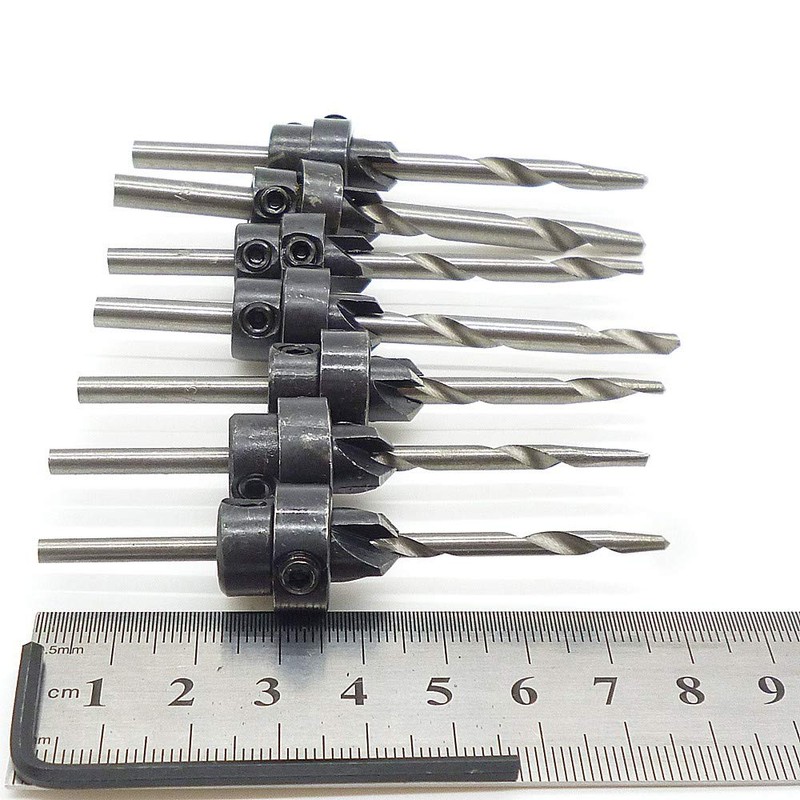 22PC HSS Tapered Countersink Drill Bit Set Screw Woodworking Chamfer