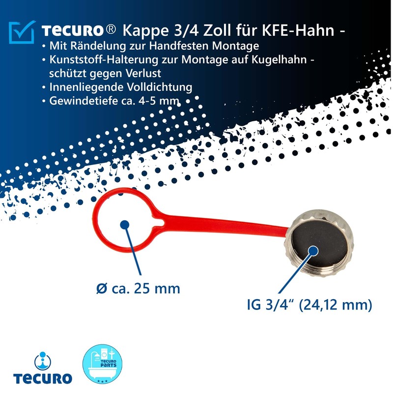 tecuro Nickel-Plated Brass Cap 3/4 Inch with Full Seal for