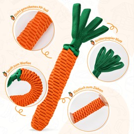 LIFLIX Dog Rope Toy, Carrot, Tug Toy for Dogs, Dog Toy Braided with Crinkle Paper Pendants, Carrot