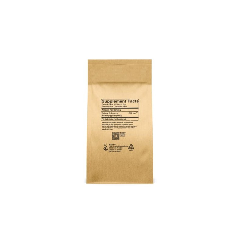 Pure Original Ingredients Trimethylglycine (2lb) TMG Powder, Vegan and Gluten-Free.